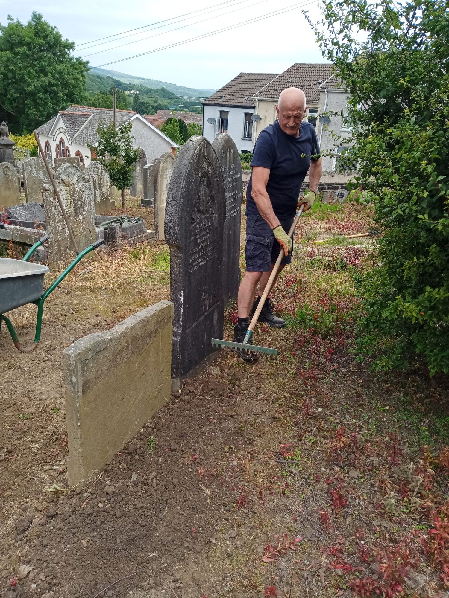 Levelling ground at Saron graveyard