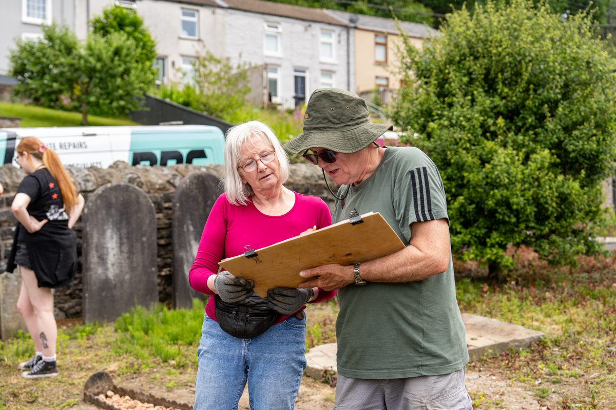 Sheila and David surveying at Saron